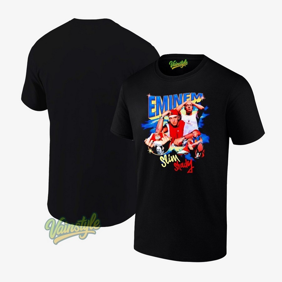 Eminem Slim Shady Cartoon Collage Vintage Rap T-Shirt Eminem Slim Shady Cartoon Collage Vintage Rap T-Shirt