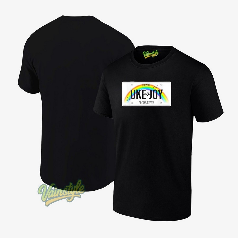Hawaii Rainbow License Plate UKE JOY Notes Hibiscus T-Shirt Hawaii Rainbow License Plate UKE JOY Notes Hibiscus T-Shirt