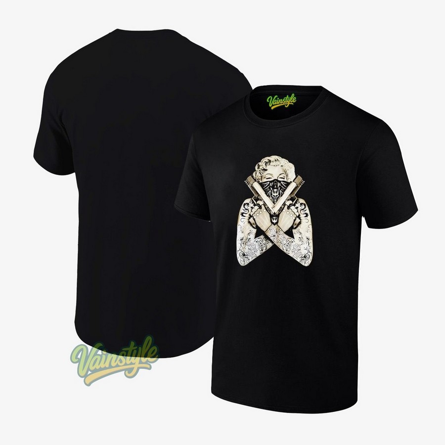 Hulk Hogan Wearing Marilyn Monroe Gangster With A Gun T-Shirt Hulk Hogan Wearing Marilyn Monroe Gangster With A Gun T-Shirt