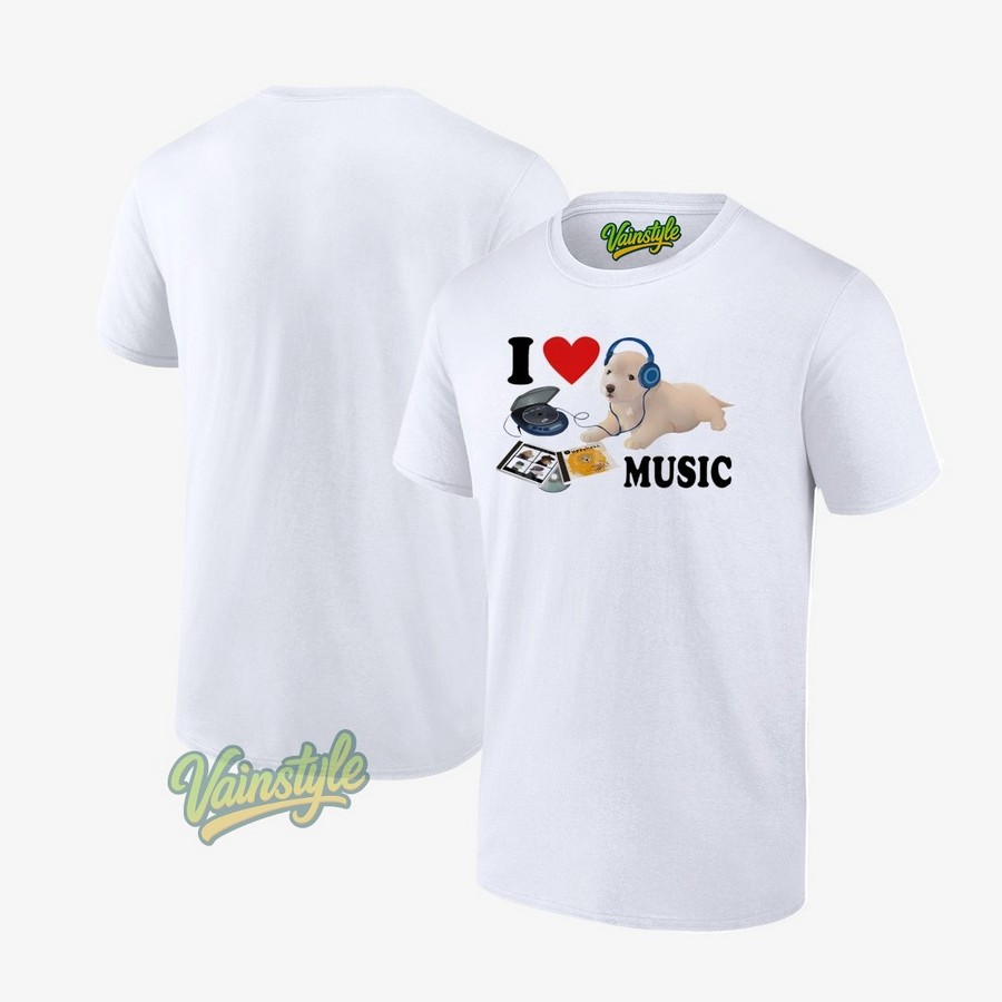 I Love Music Dog T-Shirt I Love Music Dog T-Shirt