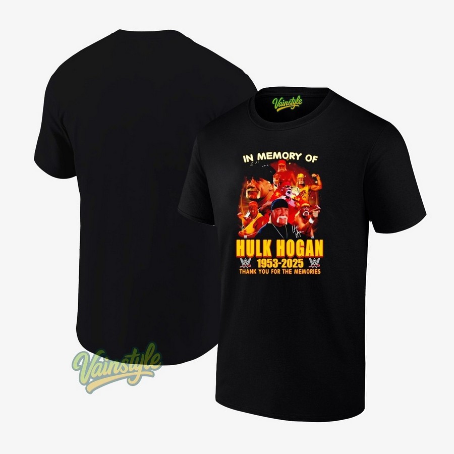 In Memory Of Hulk Hogan 1953-2025 Thank You For The Memories Signature T-Shirt In Memory Of Hulk Hogan 1953-2025 Thank You For The Memories Signature T-Shirt