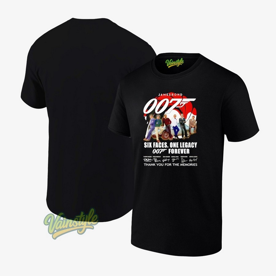 James Bond 007 Six Faces One Legacy Forever Signatures T-Shirt James Bond 007 Six Faces One Legacy Forever Signatures T-Shirt
