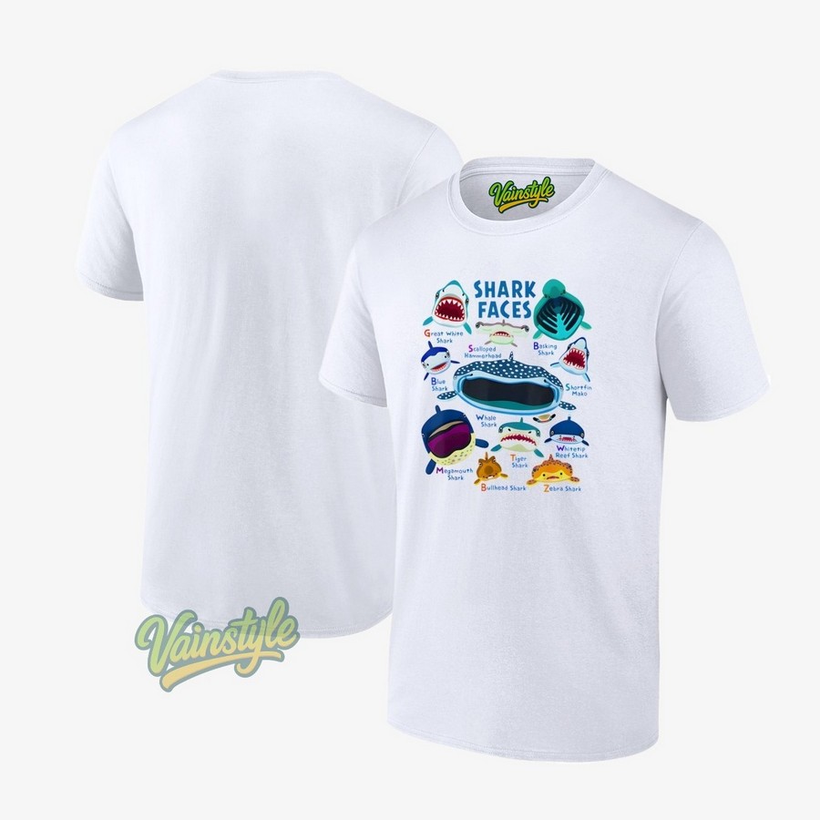 Shark Faces Chart Kinds Of Type Shark T-Shirt Shark Faces Chart Kinds Of Type Shark T-Shirt