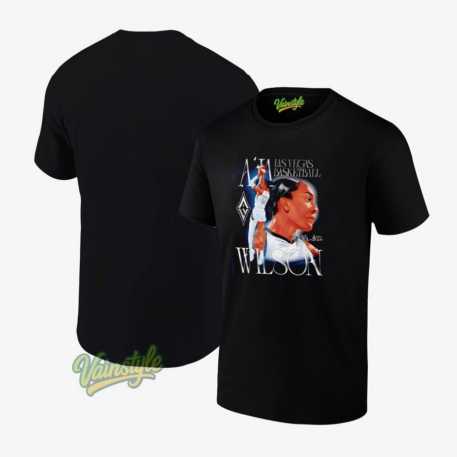 A’ja Wilson Las Vegas Aces Basketball Star signature T-Shirt A’ja Wilson Las Vegas Aces Basketball Star signature T-Shirt