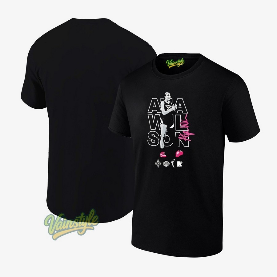 A'ja Wilson Las Vegas Aces basketball WNBA signature T-Shirt A'ja Wilson Las Vegas Aces basketball WNBA signature T-Shirt