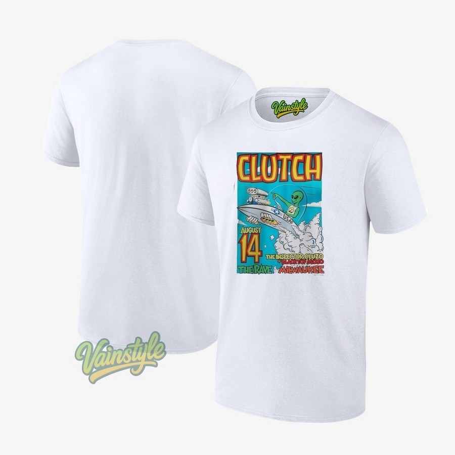 Clutch Milwaukee Wisconsin 2025 Gig Poster At The Rave On August 14 2025 The Alien Art T-Shirt Clutch Milwaukee Wisconsin 2025 Gig Poster At The Rave On August 14 2025 The Alien Art T-Shirt