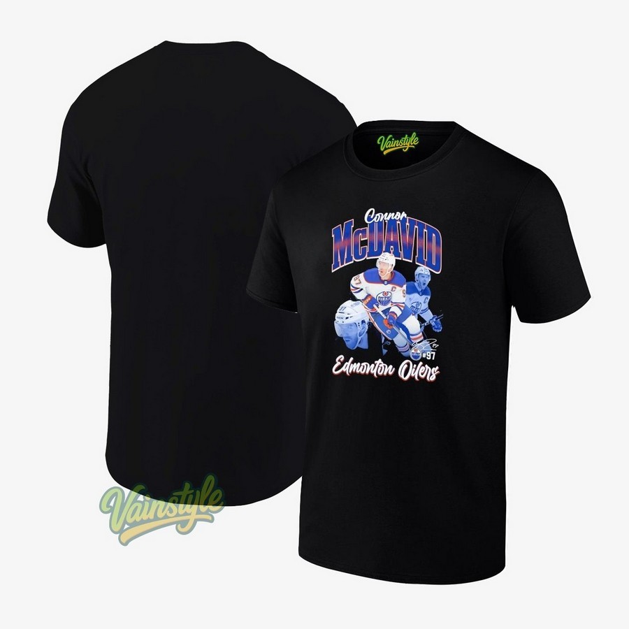 Edmonton Oilers Connor Mcdavid Signature Hockey T-Shirt Edmonton Oilers Connor Mcdavid Signature Hockey T-Shirt