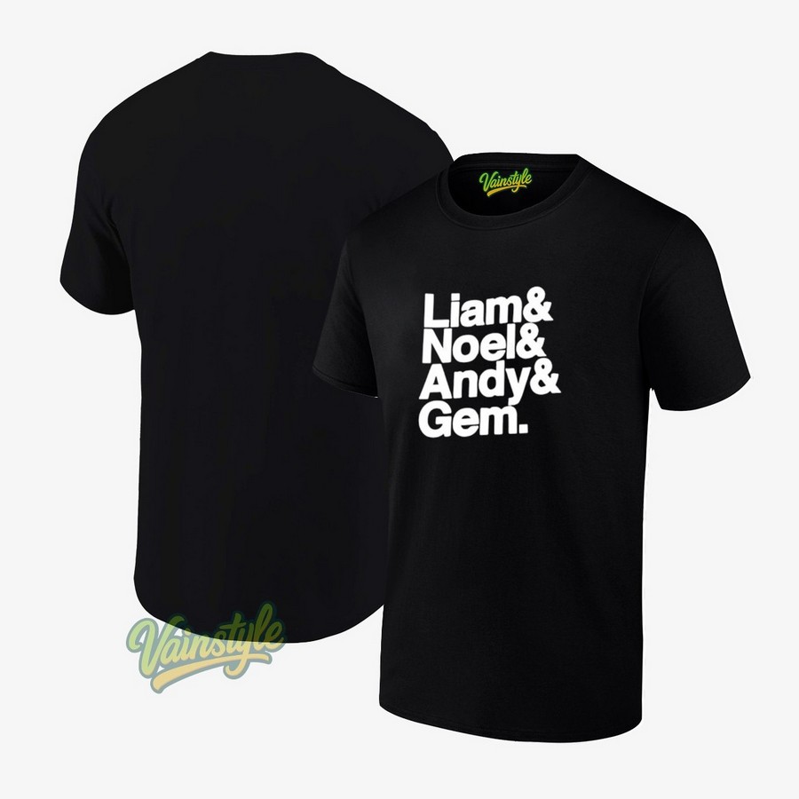 Liam Noel Andy and Gem Oasis band T-Shirt Liam Noel Andy and Gem Oasis band T-Shirt