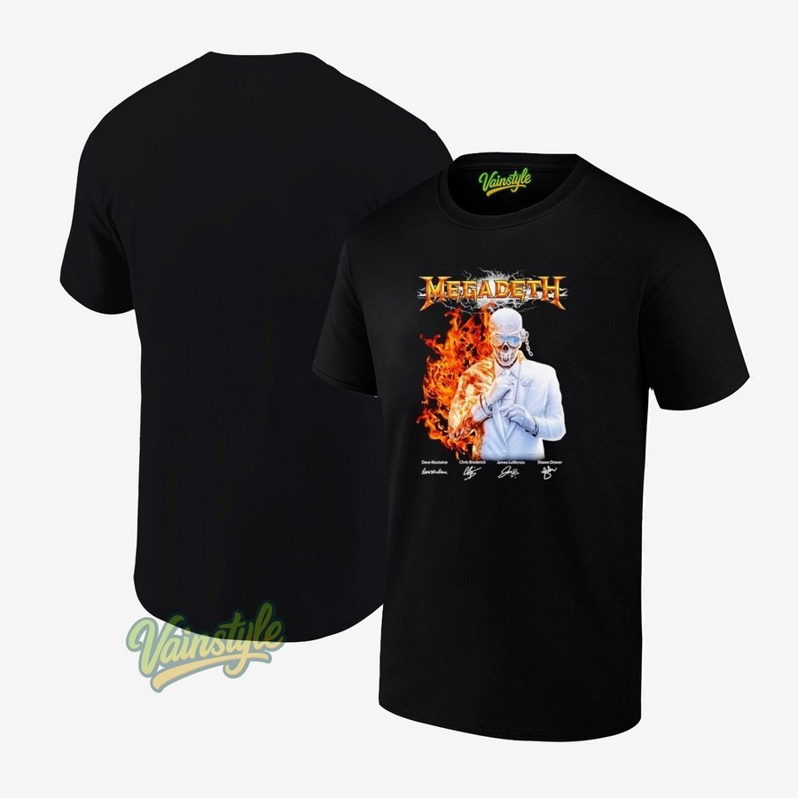 Megadeth 43 Years 1983-2026 Dave Mustaine Chris Broderick James Lomenzo Shawn Drover Signature T-Shirt Megadeth 43 Years 1983-2026 Dave Mustaine Chris Broderick James Lomenzo Shawn Drover Signature T-Shirt