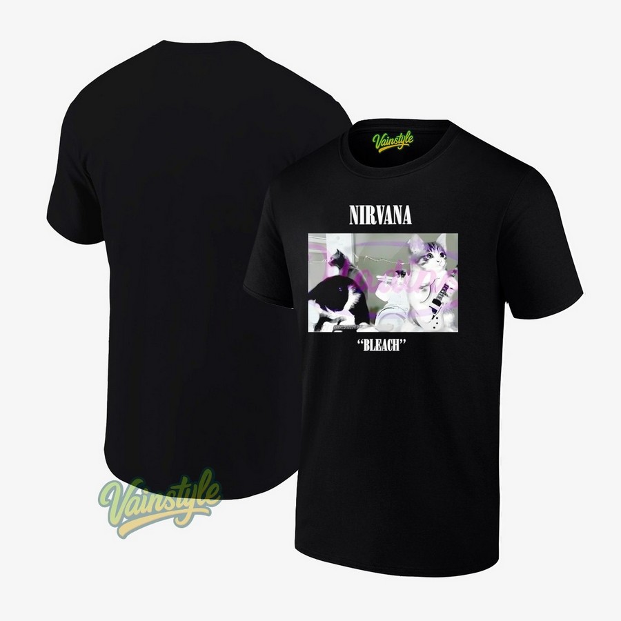 Nirvana Cat Bleach Album Parody T-Shirt Nirvana Cat Bleach Album Parody T-Shirt