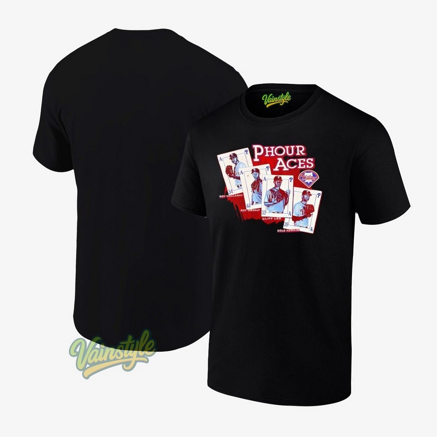 Philadelphia Phillies Phour Aces Roy Halladay Roy Oswalt Cliff Lee Cole Hamels T-Shirt Philadelphia Phillies Phour Aces Roy Halladay Roy Oswalt Cliff Lee Cole Hamels T-Shirt