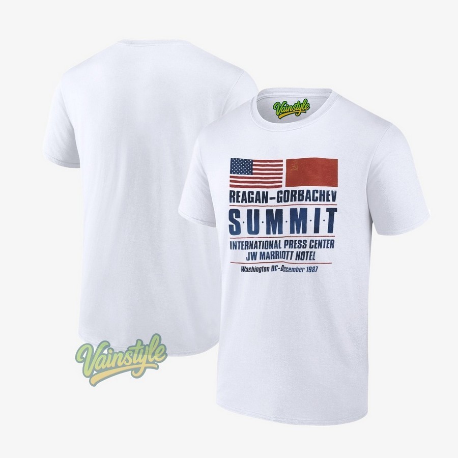 Reagan gorbachev summit international press center JW marriott hotel 1987 USA flag T-Shirt Reagan gorbachev summit international press center JW marriott hotel 1987 USA flag T-Shirt