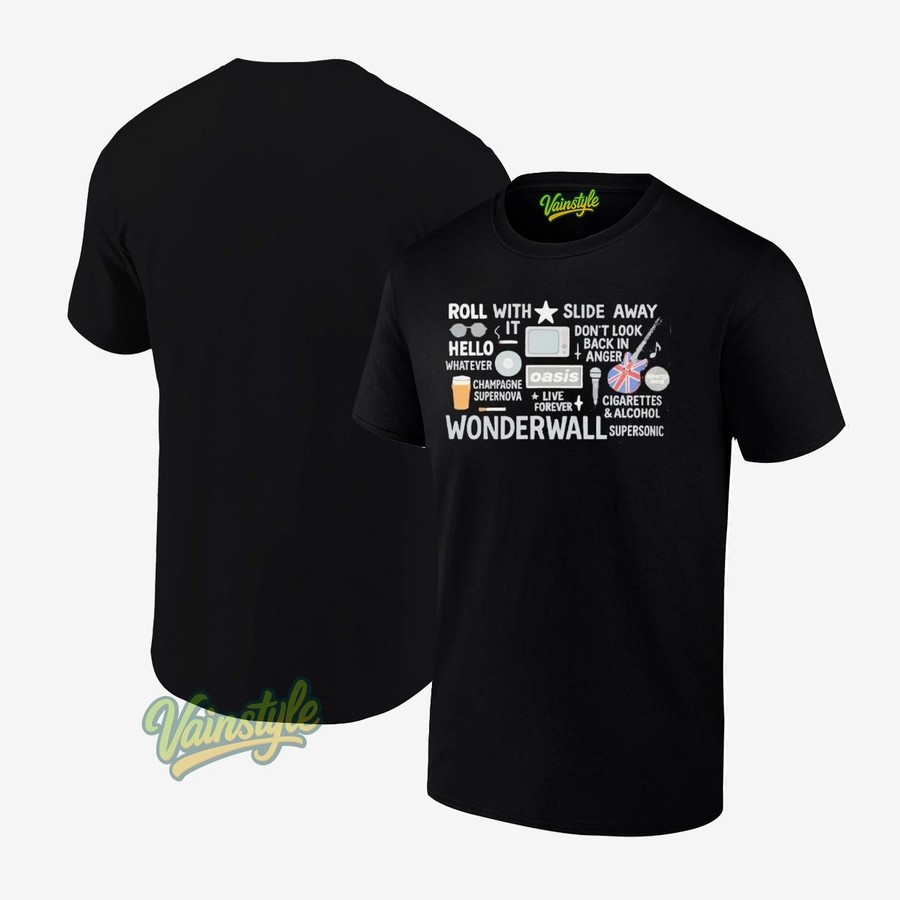 Rock With Slide Away Band Manchester Britpop Live 25 Tour T-Shirt Rock With Slide Away Band Manchester Britpop Live 25 Tour T-Shirt