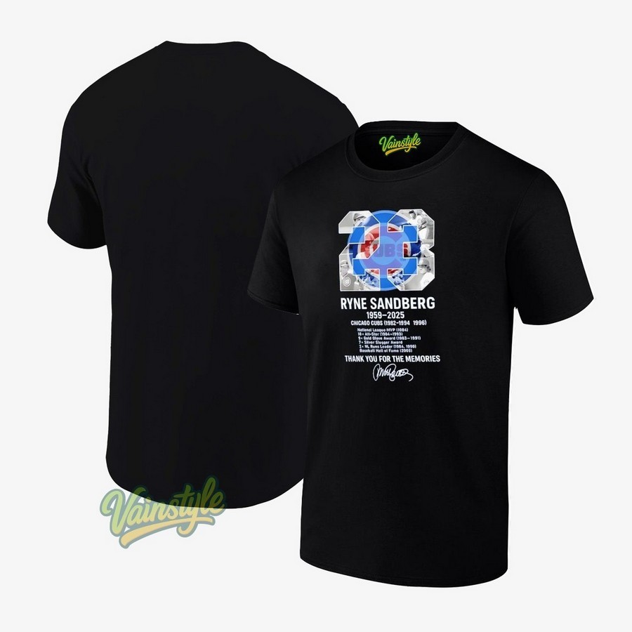 Ryne Sandberg 1959 – 2025 Thank You For The Memories Signature T-Shirt Ryne Sandberg 1959 – 2025 Thank You For The Memories Signature T-Shirt