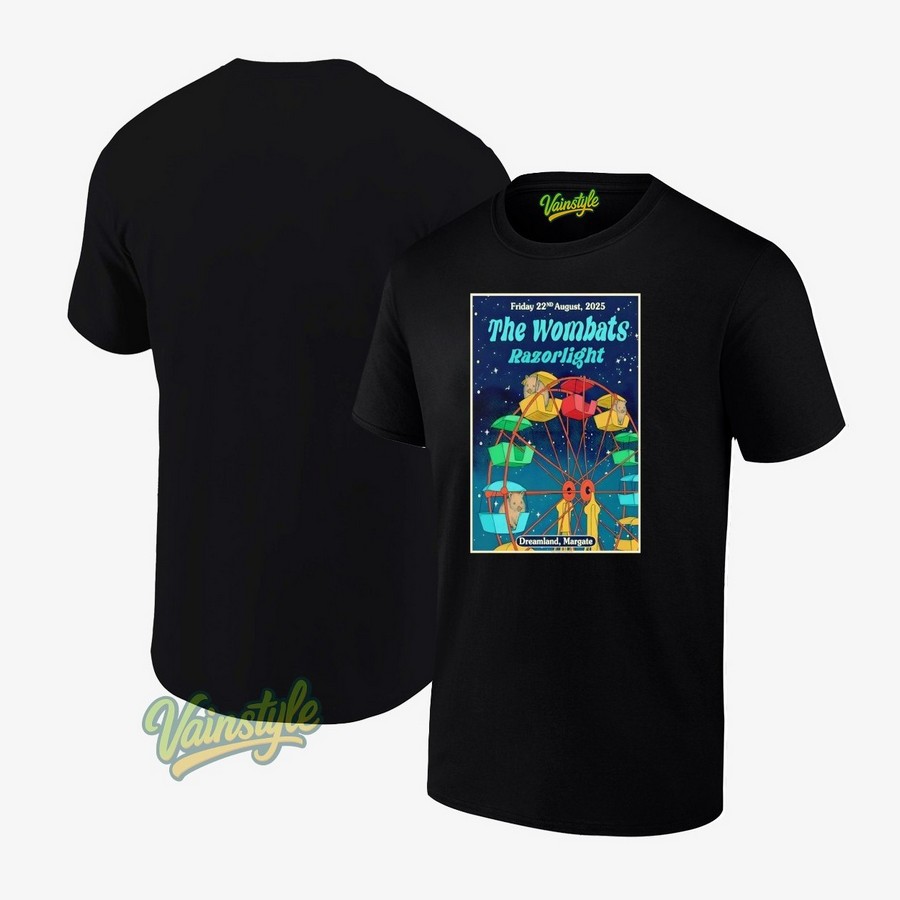 The Wombats Aug 22, 2025 Dreamland Margate Poster T-Shirt The Wombats Aug 22, 2025 Dreamland Margate Poster T-Shirt