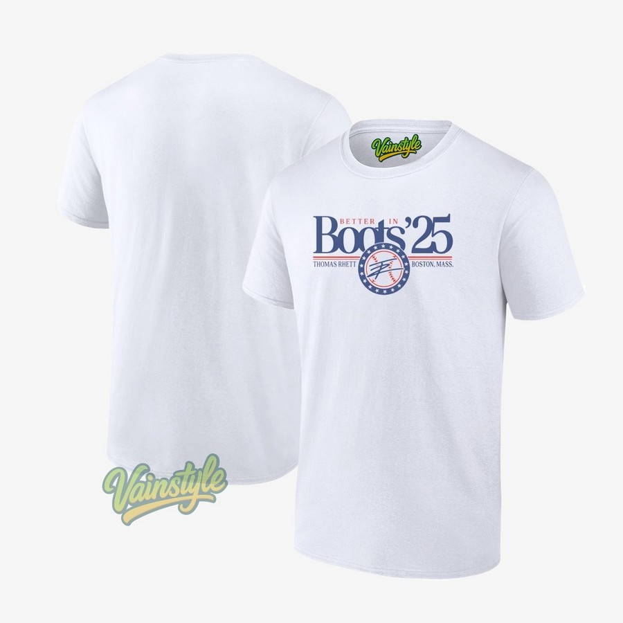 Thomas Rhett 2025 Better In Boots Boston Signature Baseball T-Shirt Thomas Rhett 2025 Better In Boots Boston Signature Baseball T-Shirt