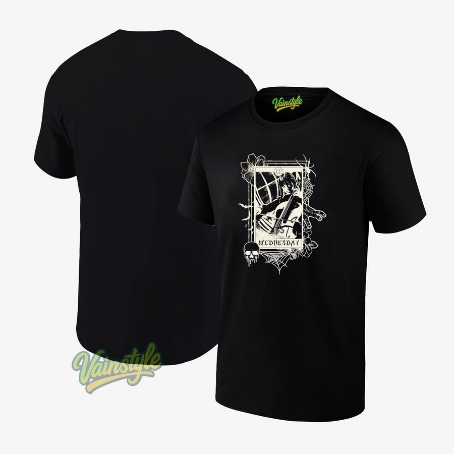 Wednesday Addams playing the cello Tarot card T-Shirt Wednesday Addams playing the cello Tarot card T-Shirt
