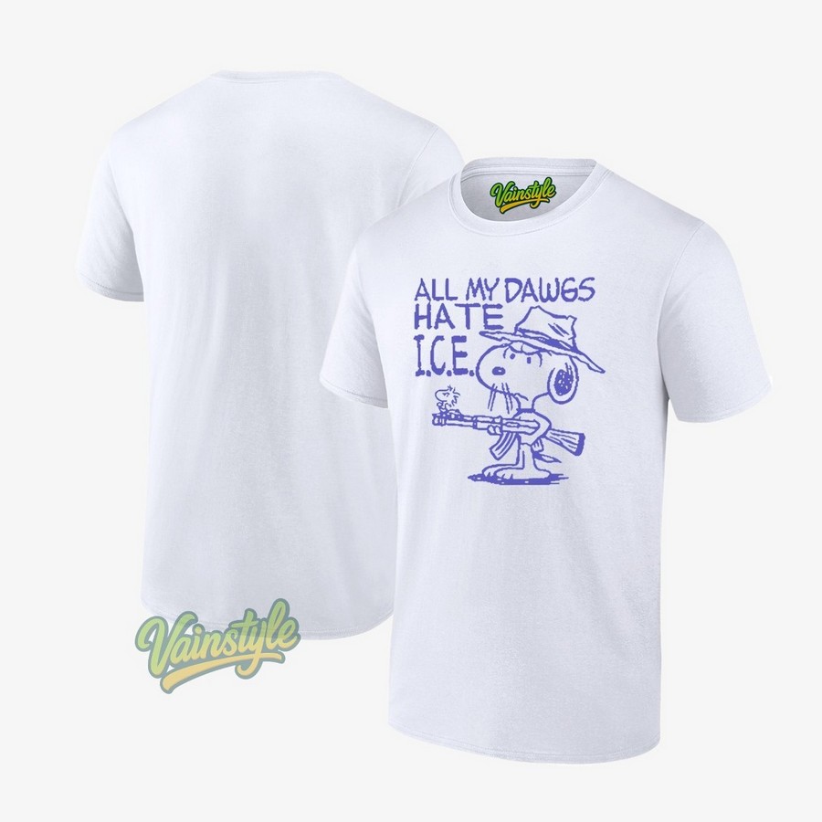 All My Dawgs Hate Ice Snoopy And Woodstock T-Shirt All My Dawgs Hate Ice Snoopy And Woodstock T-Shirt