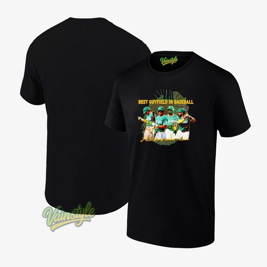 Boston Red Sox team best outfield in baseball signatures Fenway Greens City Connect uniforms T-Shirt Boston Red Sox team best outfield in baseball signatures Fenway Greens City Connect uniforms T-Shirt