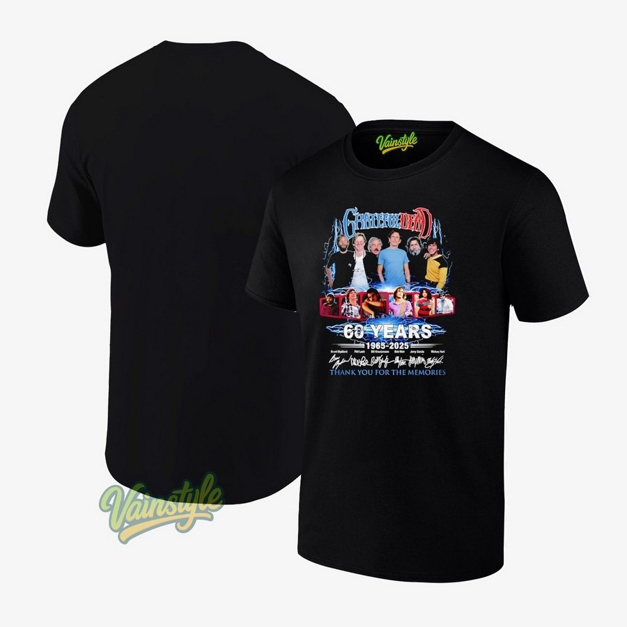 Grateful Dead 60 Years 1965-2025 Thank You For The Memories Signatures T-Shirt Grateful Dead 60 Years 1965-2025 Thank You For The Memories Signatures T-Shirt