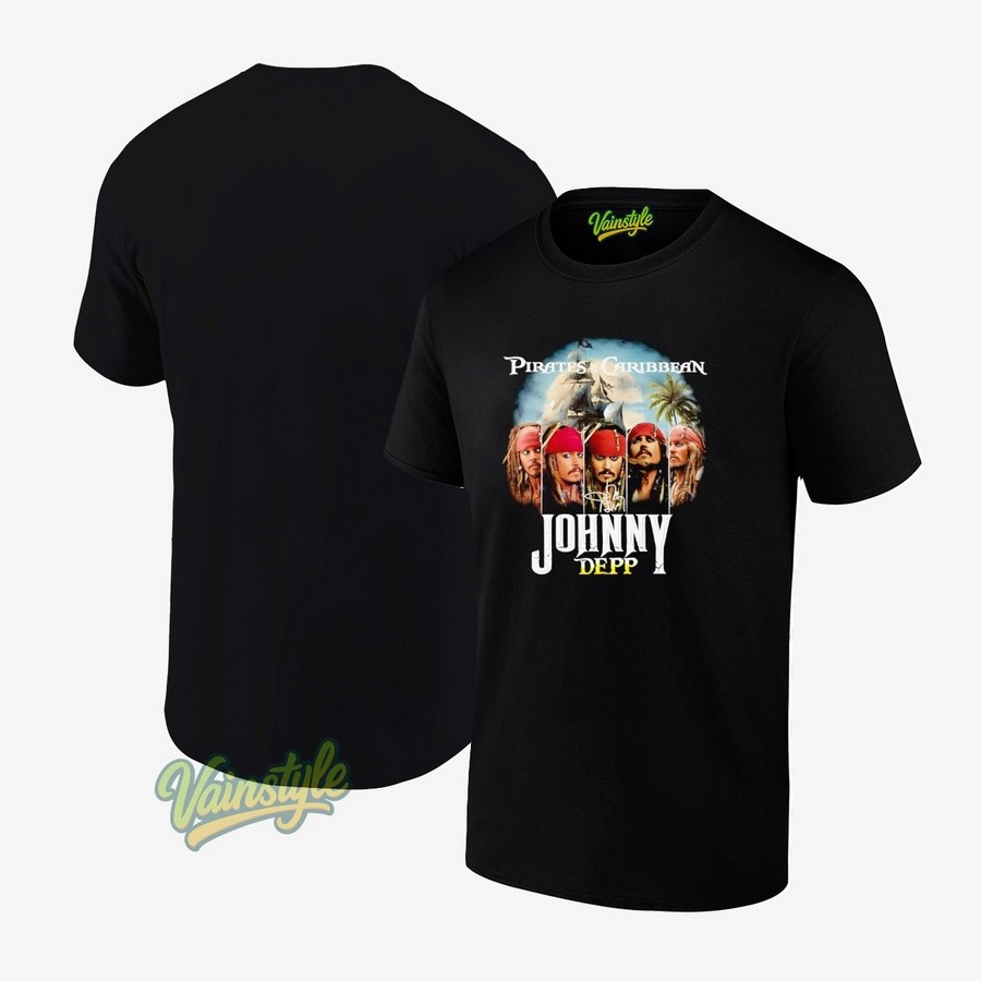 Pirates Of The Caribbean Johnny Depp signature T-Shirt Pirates Of The Caribbean Johnny Depp signature T-Shirt