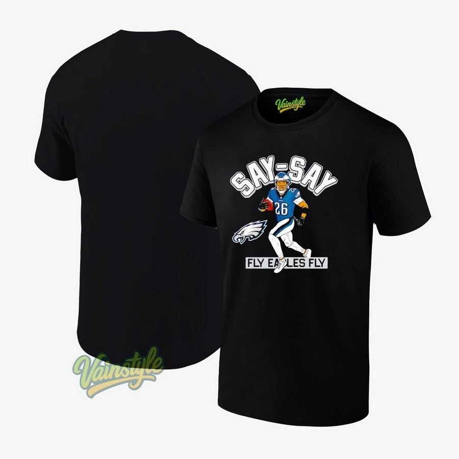 Say-Say Philadelphia Eagles Saquon Barkley Fly Eagles Fly T-Shirt Say-Say Philadelphia Eagles Saquon Barkley Fly Eagles Fly T-Shirt