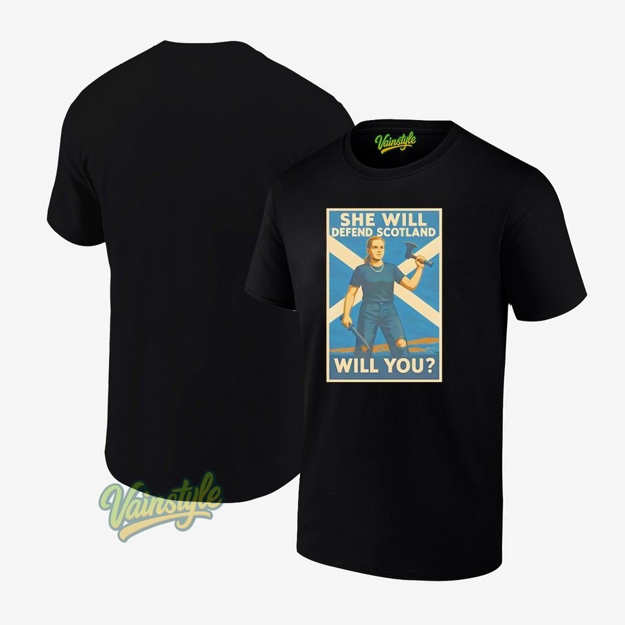 Scotland Knife Girl She Will Defend Scotland Will You T-Shirt Scotland Knife Girl She Will Defend Scotland Will You T-Shirt