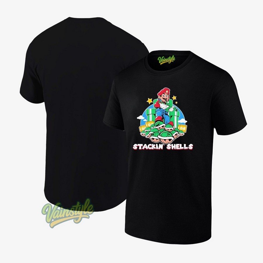 Stackin Shells Mario cartoon T-Shirt Stackin Shells Mario cartoon T-Shirt