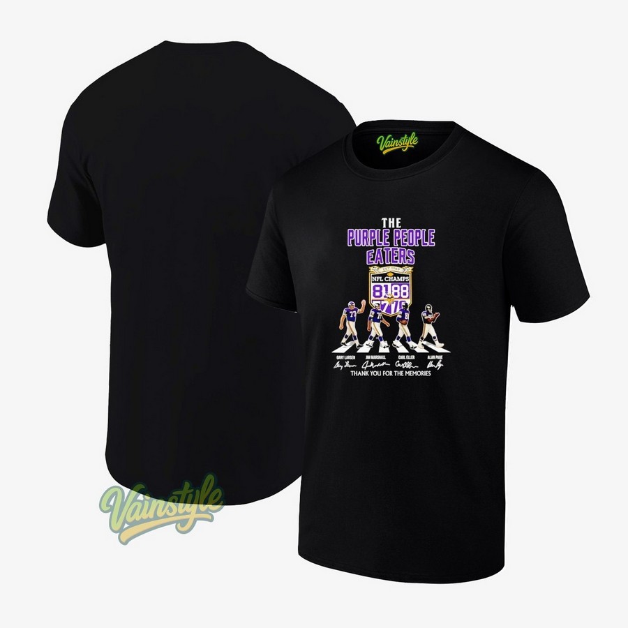 The Purple People Eaters Minnesota Vikings NFL Champs thank you for the memories T-Shirt The Purple People Eaters Minnesota Vikings NFL Champs thank you for the memories T-Shirt
