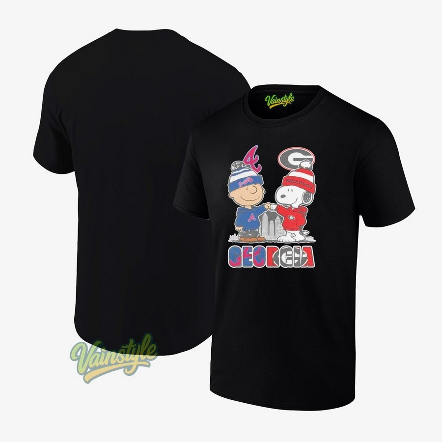 Atlanta Braves Georgia Bulldogs Peanuts Happy Christmas 2025 T-Shirt