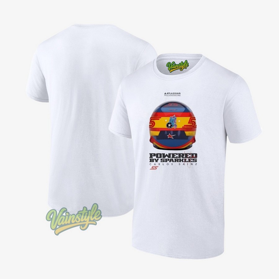 Atlassian Williams Racing Powered By Sparkles Carlos Sainz Signature T-Shirt Atlassian Williams Racing Powered By Sparkles Carlos Sainz Signature T-Shirt