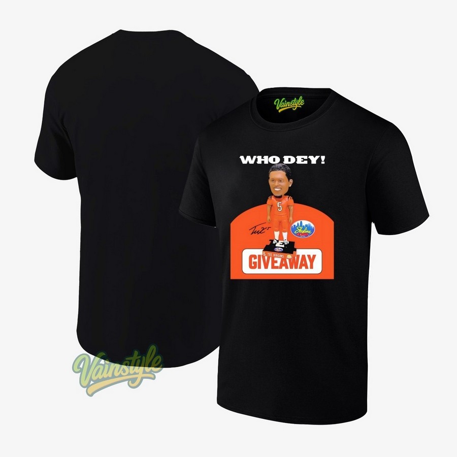 Bobblehead Who Dey Jake Browning Cincinnati Bengals Signature T-Shirt Bobblehead Who Dey Jake Browning Cincinnati Bengals Signature T-Shirt