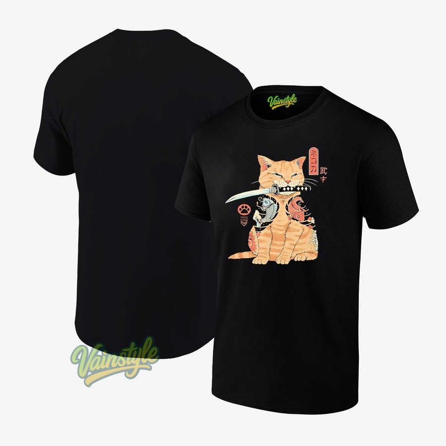 Cats Japanese Samurai Ninja Cat Kawaii Tattoo T-Shirt Cats Japanese Samurai Ninja Cat Kawaii Tattoo T-Shirt
