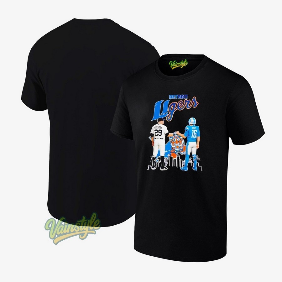 City Skyline Goff Detroit Lions X Skubal Detroit Tigers Legends Signatures T-Shirt City Skyline Goff Detroit Lions X Skubal Detroit Tigers Legends Signatures T-Shirt