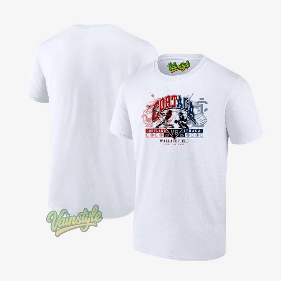 Cortaca Cortland Red Dragons Vs Ithaca Bombers 2025 Wallace Field Suny Cortland T-Shirt Cortaca Cortland Red Dragons Vs Ithaca Bombers 2025 Wallace Field Suny Cortland T-Shirt