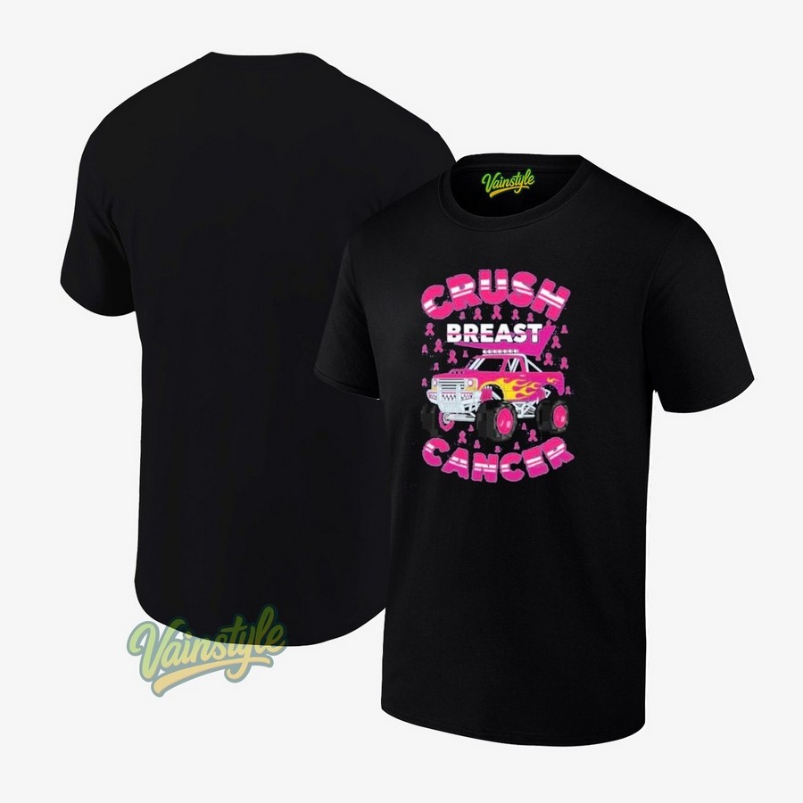 Crush Breast Cancer Monster Truck Girls Boys Pink T-Shirt Crush Breast Cancer Monster Truck Girls Boys Pink T-Shirt