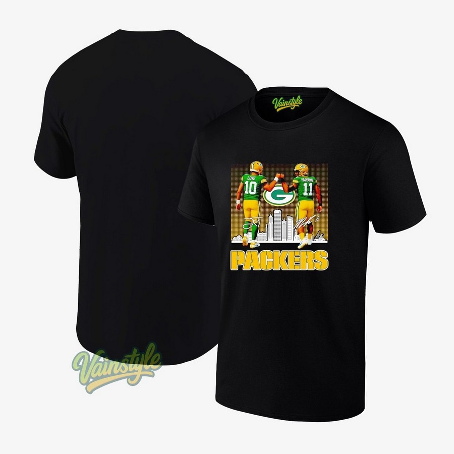 Green Bay Packers Jordan Love And Micah Parsons Signatures Football T-Shirt