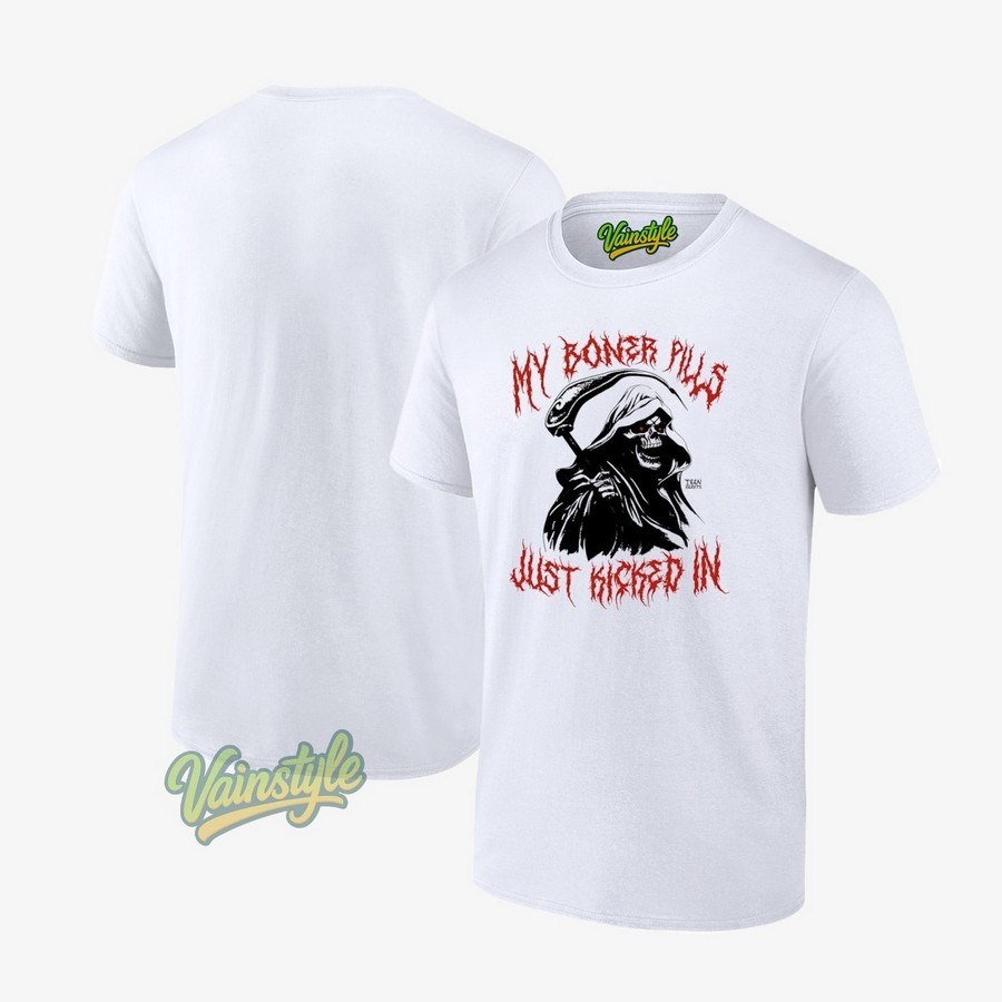 Grim Reaper My Boner Pills Just Kicked In Halloween T-Shirt