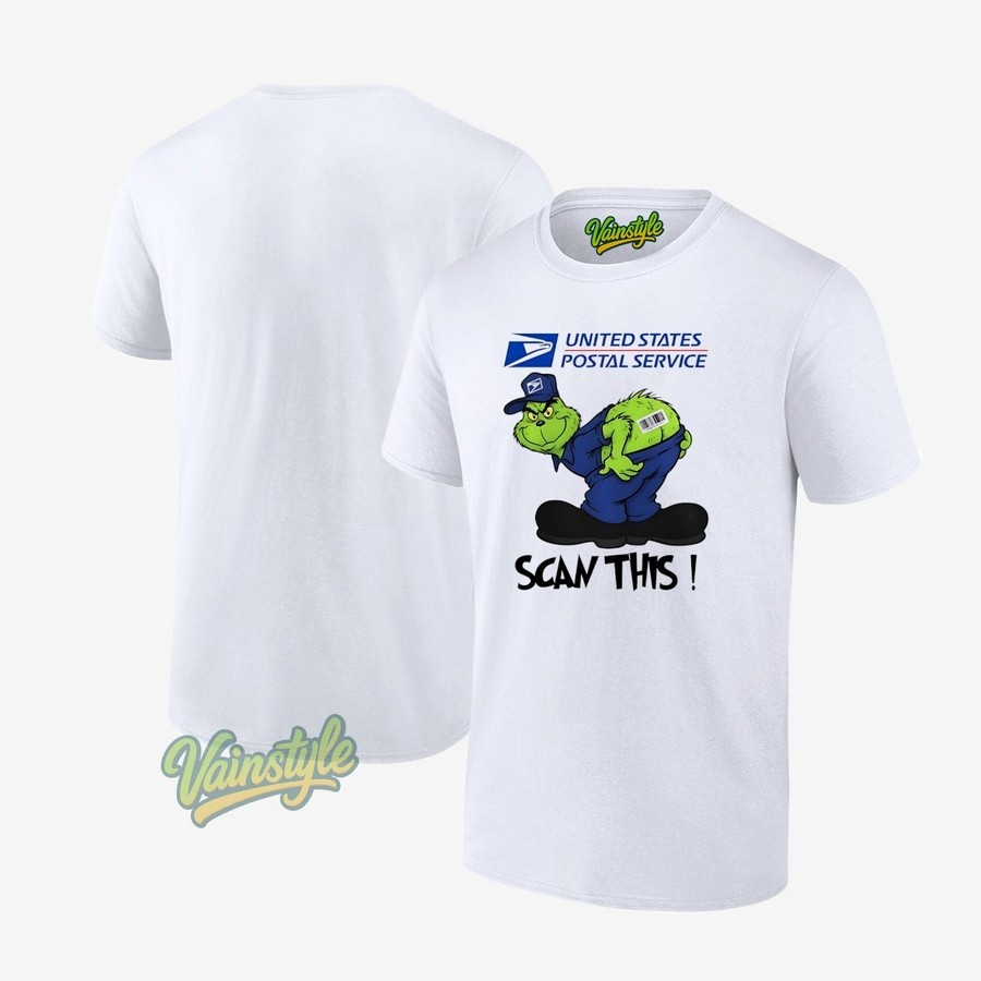 Grinch United States Postal Service Scan This Christmas T-Shirt