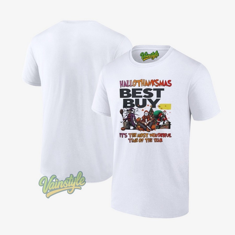 Hallothanksmas Best Buy It’s The Most Wonderful Time Of The Year Horror Characters T-Shirt