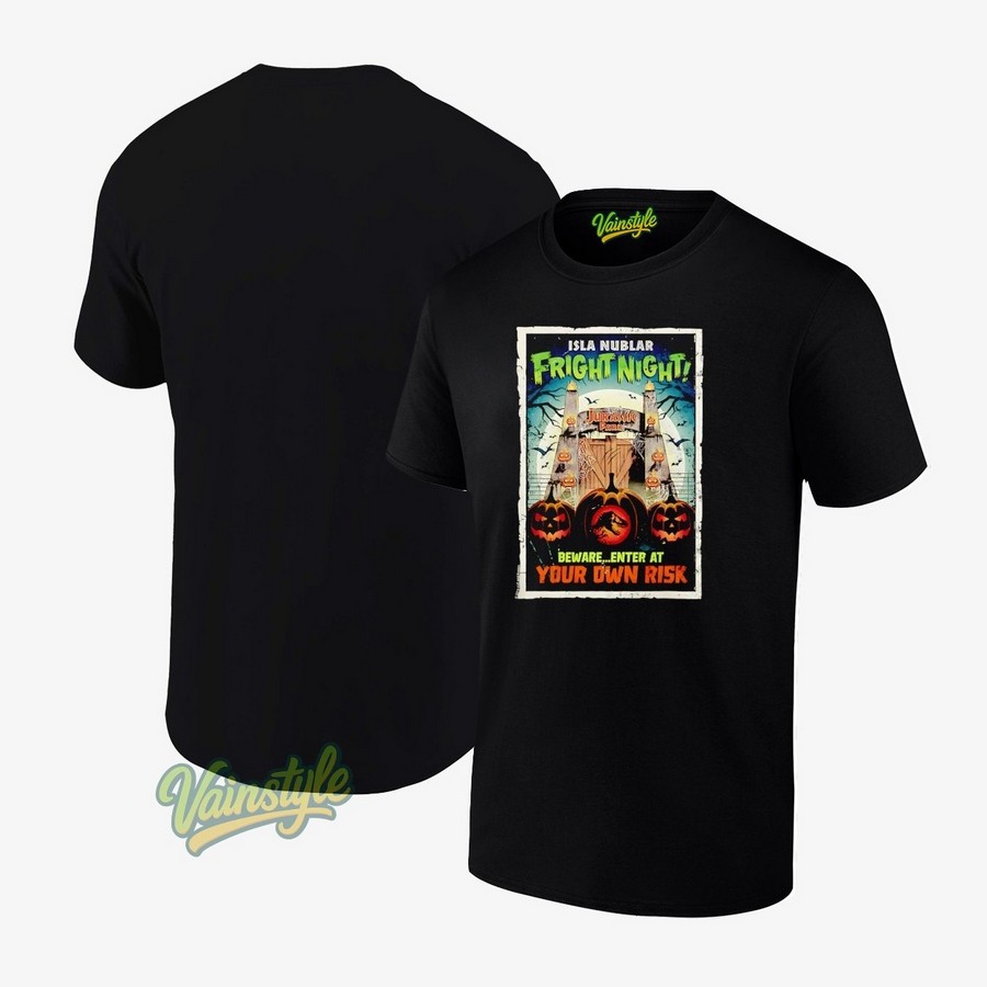 Isla Nublar Fright Night Bewareenter At Your Own Risk Halloween T-Shirt