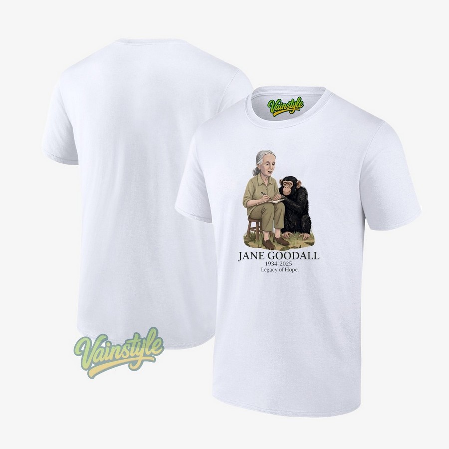 Jane Goodall 1934 2025 Legacy Of Hope Cartoon T-Shirt Jane Goodall 1934 2025 Legacy Of Hope Cartoon T-Shirt