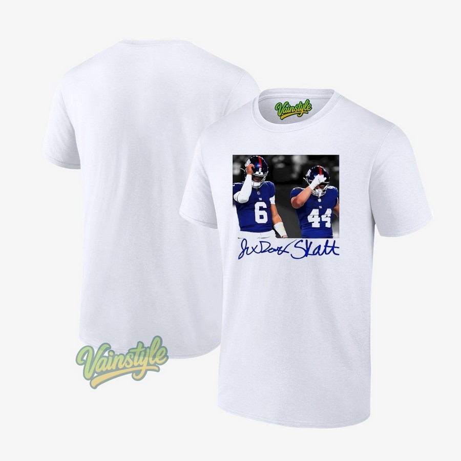 Jaxson Dart And Cam Skattebo New York Giants Football Signature Photo T-Shirt