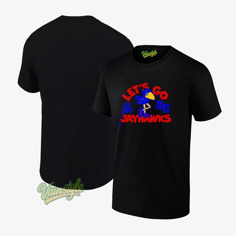 Kansas Jayhawks Let’s Go Est 1865 Ku Mascot Logo T-Shirt