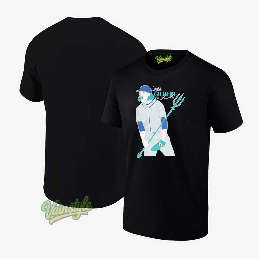 Logan Gilbert Trident Seattle Mariners Signature T-Shirt Logan Gilbert Trident Seattle Mariners Signature T-Shirt