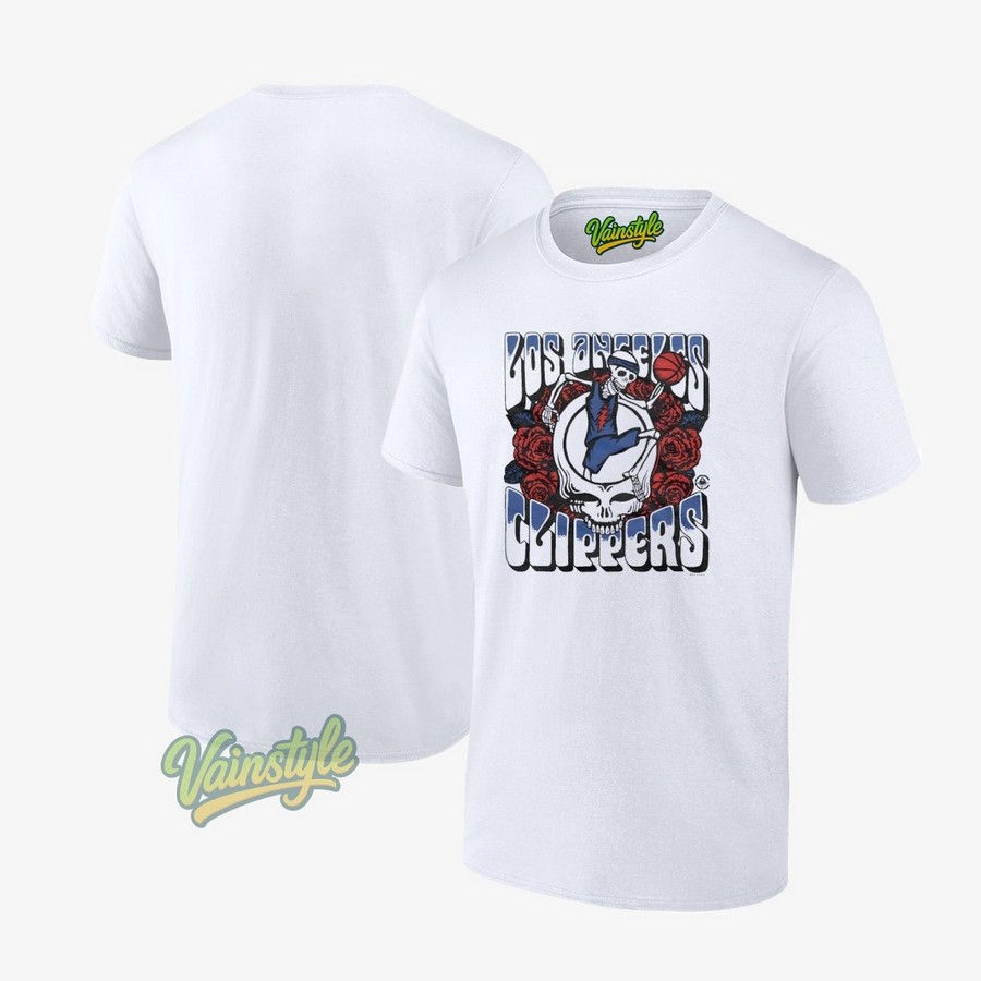Los Angeles Clippers Grateful Dead Nba Skull Basketball T-Shirt