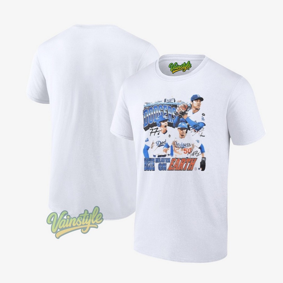 Los Angeles Dodgers Blue Heaven On Earth Baseball Mlb 2025 Win Signatures T-Shirt