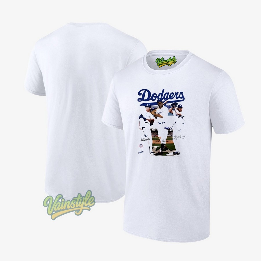 Los Angeles Dodgers Mookie Betts Steve Sax And Clayton Kershaw Signatures T-Shirt