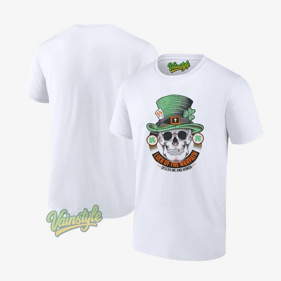 Massillon Tigers 55 Football Skull Shamrock Luck Of The Warpath Discipline And Honor T-Shirt