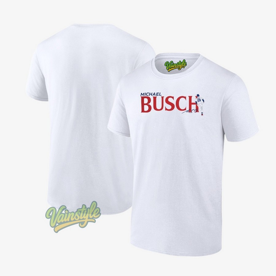 Michael Busch 29 Chicago Cubs Baseball Signature T-Shirt Michael Busch 29 Chicago Cubs Baseball Signature T-Shirt